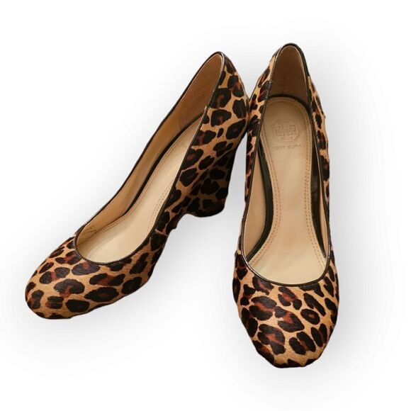 Tory Burch Leopard Astoria Wedge Heels (Size 7M) - Picture 1 of 15